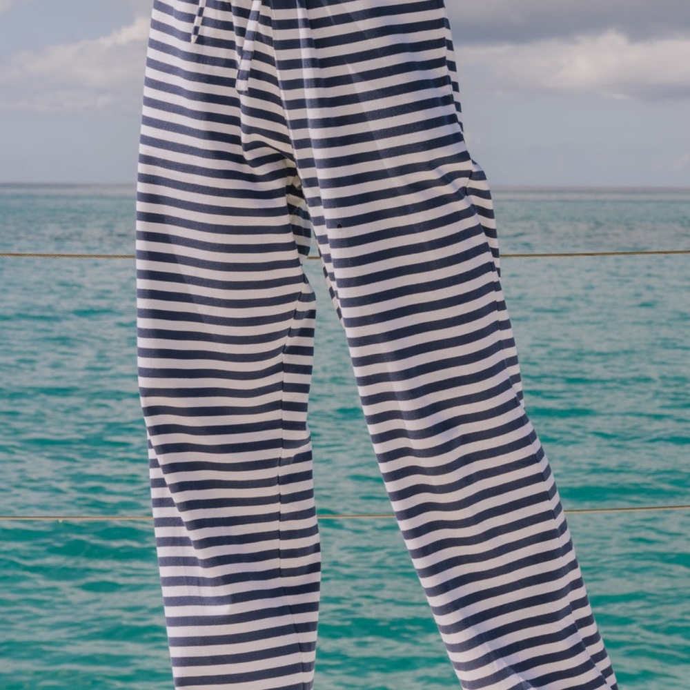 Daily Drills Navy and White Striped Pants